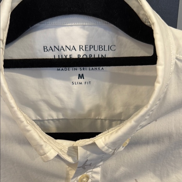 Banana Republic Luxe Poplin White Mens Button down with Plane design Slim Fit M - Picture 4 of 6